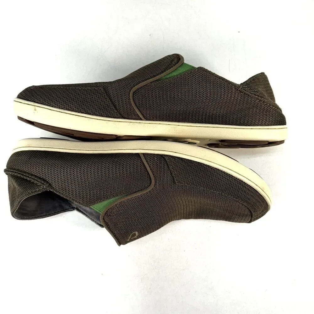 Olukai Nohea Mesh Mustang Lime Green Mens Size 11.5 Comfort Casual Slip On